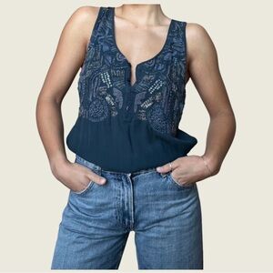 100% Silk Embroidered Top